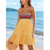 CUPSHE Womens Summer Dresses Sleeveless Paisley Beach Ruffled Spaghetti Straps Casual Vacation Mini Cover Up Dress(Yellow)