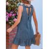 CUPSHE Womens Summer Dresses Sleeveless Tie Back High Crew Neck Ruffle Mini Short Dress(Blue)