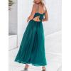 CUPSHE Womens Summer Dresses Spaghetti Straps Sleeveless Pleated Cutout Casual Sundress Vacation Outfit Flowy Maxi Dress(Teal)