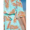 CUPSHE Women’s Summer Floral Jumpsuits Off Shoulder Half Sleeves Waist Tie Wide Leg 2025 Beach Vacation Outfits with Pockets(Green)
