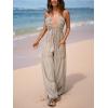 CUPSHE Women’s Summer Jumpsuit Plunging Halter Sleeveless Striped Casual Dressy Outfit Wide Leg Pockets Maxi Overall(Apricot)
