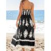 CUPSHE Women’s Summer Maxi Dress V Neck Paisley Slit Cami Long Dress Beach Sundress(Black)