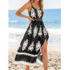 CUPSHE Women’s Summer Maxi Dress V Neck Paisley Slit Cami Long Dress Beach Sundress(Black)