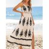 CUPSHE Women’s Summer Maxi Dress V Neck Paisley Slit Cami Long Dress Beach Sundress(White)
