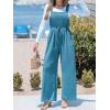 CUPSHE Women’s Summer One Piece Jumpsuits Sleeveless Button Wide Leg Overalls Loose Rompers with Pockets Vacation Outfits(Blue)