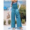CUPSHE Women’s Summer One Piece Jumpsuits Sleeveless Button Wide Leg Overalls Loose Rompers with Pockets Vacation Outfits(Blue)