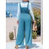 CUPSHE Women’s Summer One Piece Jumpsuits Sleeveless Button Wide Leg Overalls Loose Rompers with Pockets Vacation Outfits(Blue)