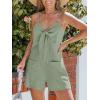 CUPSHE Womens Summer Short RompersSleeveless Tie Front One Piece Jumpsuits V Neck Wide Leg Beach Overalls Vacation Outfits(Green)
