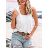 CUPSHE Women‘s Summer Tank Top Sleeveless Pleated Dressy Casual Scooped Neck Summer Solid Tops Blouses T Shirts(White)