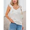 CUPSHE Womens Summer Tops Sexy Sleeveless Ruffled Backless Ssymmetric Elegant Basic T-Shirt Tank Top(White)