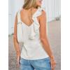 CUPSHE Womens Summer Tops Sexy Sleeveless Ruffled Backless Ssymmetric Elegant Basic T-Shirt Tank Top(White)