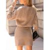 CUPSHE Women’s Sweater Dress Long Sleeve V Neck Knit Mini Dress Elegant Slim Fit Casual Fall Dress(Neutral)