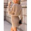 CUPSHE Women’s Sweater Dress Long Sleeve V Neck Knit Mini Dress Elegant Slim Fit Casual Fall Dress(Neutral)