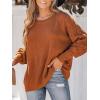 CUPSHE Women’s Sweater Long Lantern Sleeve Pullover Sweaters Crewneck Jumper Top(Brick Red)