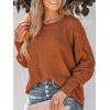 CUPSHE Women’s Sweater Long Lantern Sleeve Pullover Sweaters Crewneck Jumper Top(Brick Red)