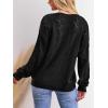 CUPSHE Women’s Sweater V Neck Long Sleeve Hollow Cable Knit Pullover Tops(B-black)