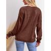 CUPSHE Women’s Sweater V Neck Long Sleeve Hollow Cable Knit Pullover Tops(B-brown)