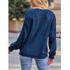CUPSHE Women’s Sweater V Neck Long Sleeve Hollow Cable Knit Pullover Tops(B-navy)