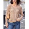 CUPSHE Women’s Sweater V Neck Long Sleeve Hollow Cable Knit Pullover Tops(Mist Pink)