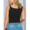 CUPSHE Womens Sweater Vest Scroop Neck Sleeveless Sexy Knit Cropped Tank Tops Fall Outfits 2025(Black)