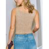 CUPSHE Womens Sweater Vest Scroop Neck Sleeveless Sexy Knit Cropped Tank Tops Fall Outfits 2025(Khaki)
