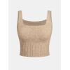 CUPSHE Womens Sweater Vest Scroop Neck Sleeveless Sexy Knit Cropped Tank Tops Fall Outfits 2025(Khaki)