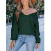 CUPSHE Womens Sweaters Bow Back Long Sleeve Sweater V Neck Lightweight Knit Pullover Sweater Tops(Green)