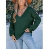 CUPSHE Womens Sweaters Bow Back Long Sleeve Sweater V Neck Lightweight Knit Pullover Sweater Tops(Green)