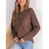 CUPSHE Womens Sweaters Casual Long Sleeve Pullover Sweaters Crewneck Soft Knit Jumper Top(Brown)