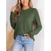 CUPSHE Womens Sweaters Casual Long Sleeve Pullover Sweaters Crewneck Soft Knit Jumper Top(Green)