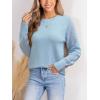 CUPSHE Womens Sweaters Casual Long Sleeve Pullover Sweaters Crewneck Soft Knit Jumper Top(Light Blue)