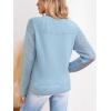 CUPSHE Womens Sweaters Casual Long Sleeve Pullover Sweaters Crewneck Soft Knit Jumper Top(Light Blue)