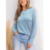 CUPSHE Womens Sweaters Casual Long Sleeve Pullover Sweaters Crewneck Soft Knit Jumper Top(Light Blue)