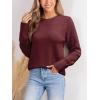 CUPSHE Womens Sweaters Casual Long Sleeve Pullover Sweaters Crewneck Soft Knit Jumper Top(Red)