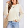 CUPSHE Womens Sweaters Casual Long Sleeve Pullover Sweaters Crewneck Soft Knit Jumper Top(White)