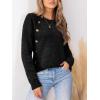 CUPSHE Womens Sweaters Long Sleeve Crew Neck Trendy Sweater Tops for Fall(Black)