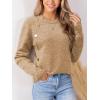 CUPSHE Womens Sweaters Long Sleeve Crew Neck Trendy Sweater Tops for Fall(Brown)
