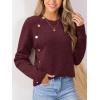 CUPSHE Womens Sweaters Long Sleeve Crew Neck Trendy Sweater Tops for Fall(Cherry Red)