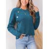 CUPSHE Womens Sweaters Long Sleeve Crew Neck Trendy Sweater Tops for Fall(Navy)