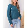 CUPSHE Womens Sweaters Long Sleeve Crew Neck Trendy Sweater Tops for Fall(Navy)