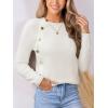 CUPSHE Womens Sweaters Long Sleeve Crew Neck Trendy Sweater Tops for Fall(White)