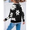 CUPSHE Womens Sweaters Long Sleeve Fall Sweater Trendy 2025 Floral V Neck Jumper Tops(Black)
