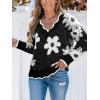 CUPSHE Womens Sweaters Long Sleeve Fall Sweater Trendy 2025 Floral V Neck Jumper Tops(Black)