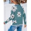 CUPSHE Womens Sweaters Long Sleeve Fall Sweater Trendy 2025 Floral V Neck Jumper Tops(Blue)