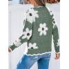 CUPSHE Womens Sweaters Long Sleeve Fall Sweater Trendy 2025 Floral V Neck Jumper Tops(Green)