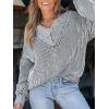 CUPSHE Womens Sweaters Oversized Sweater Loose Fit Long Sleeve Sweater V Neck Striped Pullover Sweater Tops(Black & White Stripe)