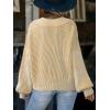 CUPSHE Womens Sweaters Oversized Sweater Loose Fit Long Sleeve Sweater V Neck Striped Pullover Sweater Tops(Yellow & White Stripe)