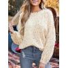 CUPSHE Womens Sweaters Rainbow Pom Casual Long Sleeve Ribbed Knit Pullover Sweater Tops(Beige)