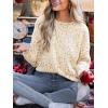 CUPSHE Womens Sweaters Rainbow Pom Casual Long Sleeve Ribbed Knit Pullover Sweater Tops(Beige)