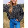 CUPSHE Womens Sweaters Rainbow Pom Casual Long Sleeve Ribbed Knit Pullover Sweater Tops(Black)